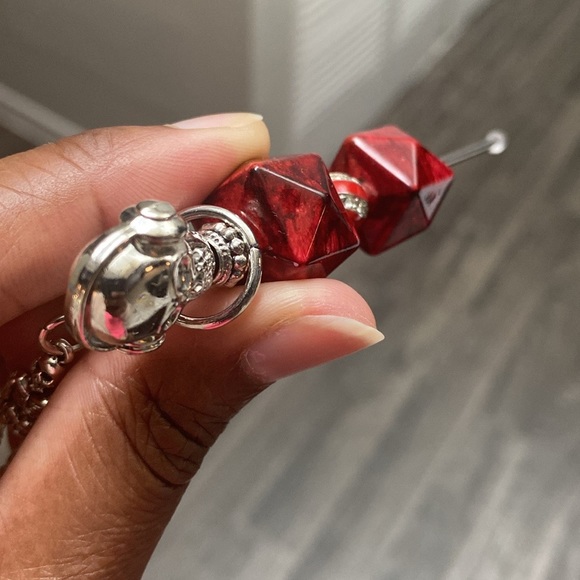 Red and Silver Skull Stainless Steel Beaded Pokey Tool - Picture 8 of 10